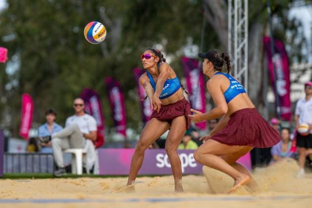 Beach Volleyball World Championships Adelaide, Australia 15 11 2025 ADELAIDE, AUSTRALIA NOVEMBER 15 Clémence Vieira Player 1, FRA , Aline Chamereau Player 2 during the Beach Volleyball World Championships at Adelaide on November 15, 2025 in Adelaide, Australia Copyright: xBEAUTIFULxSPORTS PeterxWeberx