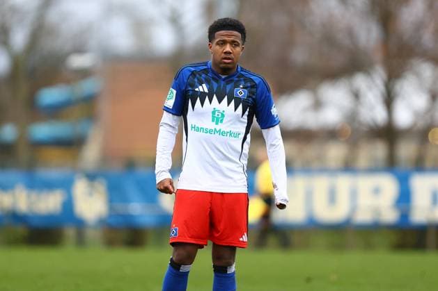 7 Jan Luca Bugaj Hamburger SV U19 Football I Juniors I Friendly match I Season 2025 2026 I Hamburger SV U19 Esbjerg fB U19 I 15 11 2025 I Paul Hauenschild Sportanlage