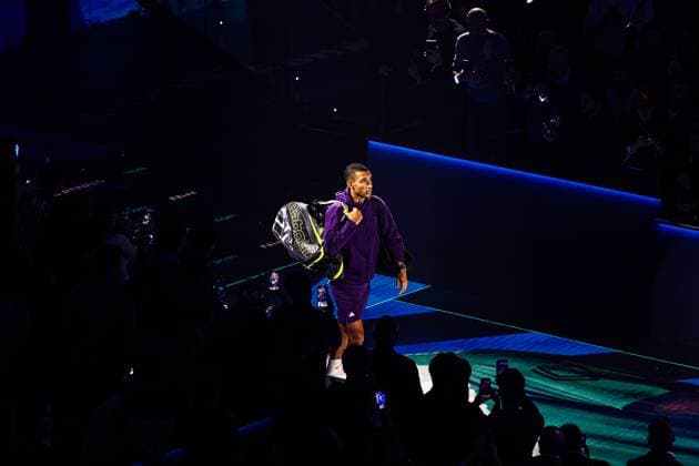 Nitto ATP, Tennis Herren Finals 2025 - Day 7 Felix Auger-Aliassime of Canada plays in the Men s Singles Round match against Carlos Alcaraz of Spain during day seven of the Nitto ATP Finals 2025 at Inalpi Arena in Turin, Italy, on November 15, 2025. Turin Turin Italy  Copyright: xMiguelxReisx originalFilename:reis-notitle251115_npUhY.jpg
