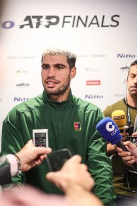 Nitto ATP, Tennis Herren Finals 2025 - Day 7 Carlos Alcaraz of Spain holds a press conference, PK, Pressekonferenz after playing in the Men s Singles Round match against Felix Auger-Aliassime of Canada during day seven of the Nitto ATP Finals 2025 at Inalpi Arena in Turin, Italy, on November 15, 2025. Turin Turin Italy  Copyright: xMiguelxReisx originalFilename:reis-notitle251115_npouQ.jpg