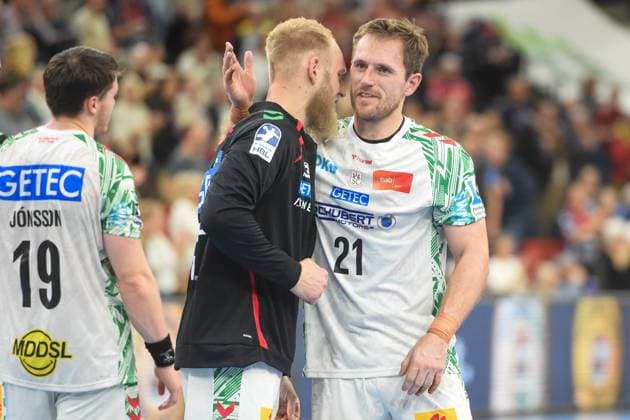 Handball I Men I Season 2025 2026 I Bundesliga I 12 Matchday I SG Flensburg Handewitt SC Magdeburg I 15 11 2025 from left Matthias Musche 6, SC Magdeburg , Albin Lagergren 21, SC Magdeburg Copyright: xLobeca JanxKirschnerx