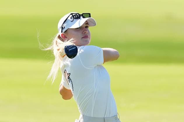 BELLEAIR, FL - NOVEMBER 15: LPGA, Golf Damen golfer Nataliya Guseva plays a shot out of the fairway on the 7th hole during the third round of The Annika driven by Gainbridge at Pelican on November 15, 2025, at the Pelican Golf Club in Belleair, Florida. (Photo by Brian Spurlock Icon Sportswire). GOLF: NOV 15 LPGA The ANNIKA EDITORIAL USE ONLY Icon25111575