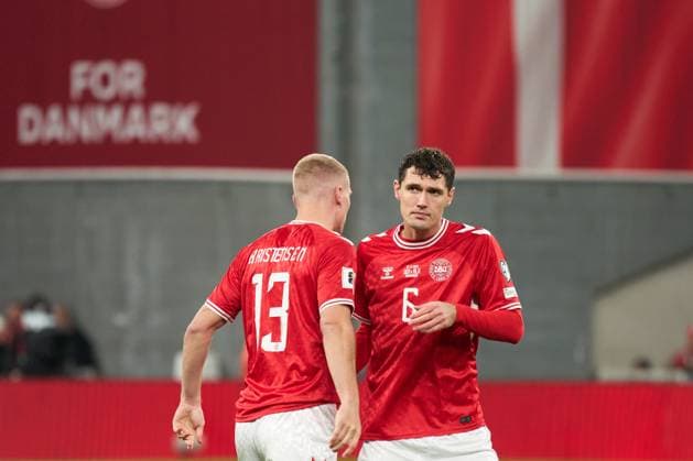 Andreas Christensen of Denmark in front of danish flag and for Denmark banner during the UEFA¯World¯Cup Qualifier match between Denmark and Belarus at Parken on November 15, 2025 in Copenhagen, Denmark (Photo by Camilla Stolen Imago) Copenhagen Denmark Copyright: xCamillaxStolenx L1092599