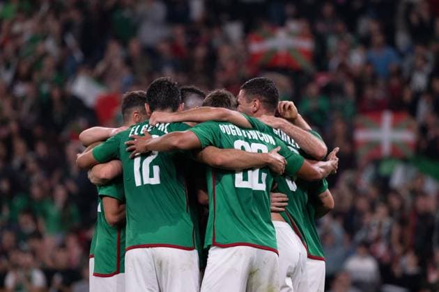 November 15, 2025, Bilbao, Basque Country, Spain: Basque Country s forward Gorka Guruzeta celebrates scoring his team s second goal during the friendly football match between Basque Country and Palestine at San Mames Stadium. Bilbao Spain - ZUMAd308 20251115_zsp_d308_045 Copyright: xJuanxCarlosxLucasx