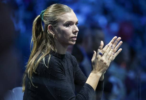 (251116) -- TURIN, Nov. 16, 2025 -- Katie Boulter, fiancee of Alex De Minaur, reacts during the men s singles semifinal match between Jannik Sinner of Italy and Alex De Minaur of Australia at the ATP, Tennis Herren Finals tennis tournament in Turin, Italy, on Nov. 15, 2025. ) (SP) ITALY-TURIN-ATP FINALS-MEN S SINGLES-SEMIFINAL LixJing 