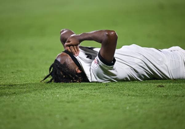 Football, Junior U 17 World Cup 2025 Doha Qatar Round of 16 15 11 2025 Match 83 Germany 0 1Burkina Faso Disappointment Germany, after the defeat the team is eliminated from the tournament Wisdom Mike on the ground