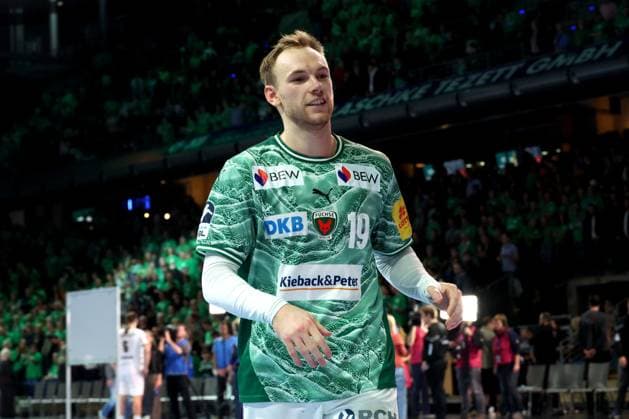 DEU, DHB, 1 HBL, Fuechse Berlin vs THW Kiel, 15 11 2025, Max Schmeling Halle, Berlin, DEU, DHB, 1 HBL, Fuechse Berlin vs THW Kiel, in the picture Mathias Gidsel Fuechse Berlin 19 nordphotoxGmbHx xEngler nph00076