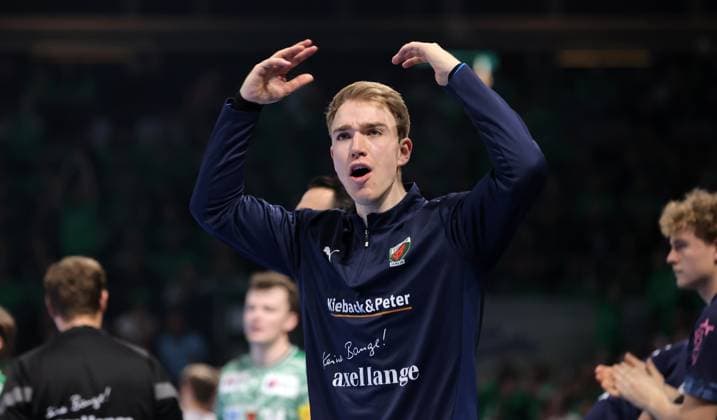 Goalkeeper Lasse Ludwig cheers Joy Emotion Cheers Sport Handball HBL Bundesliga Men 12 Matchday Season 2025 2026 15 11 2025 Füchse Berlin vs THW Kiel