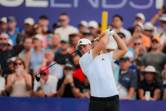 DUBAI, UNITED ARAB EMIRATES - 16.11.2025: Ludvig ABERG (SWE) DP World Tour Championship Dubai at Jumeirah Golf Estates on November 16, 2025 in Dubai, United Arab Emirates.