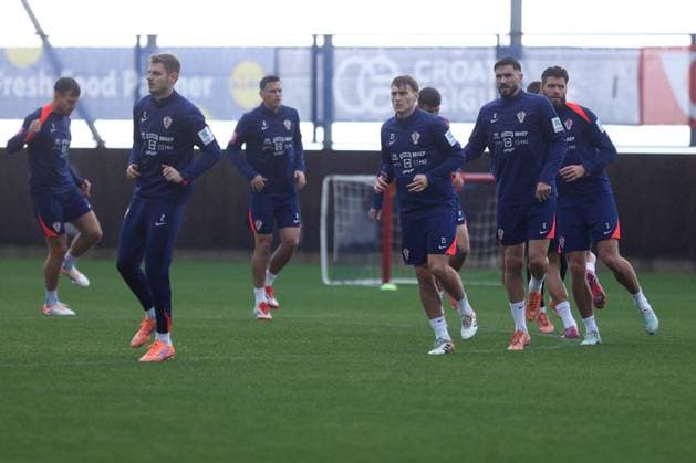 Training session of Croatia National football Team Players Josip Stanisic, Toni Fruk, Josip Sutalo and Duje Caleta Car during Croatia training session ahead FIFA World Cup, WM, Weltmeisterschaft, Fussball qualifier match between Croatia and Montenegro at HNK Rijeka Stadium on November 16, 2025 in Rijeka, Croatia. Croatia will play against Montenegro on November 17.  NelxPavletic PIXSELL