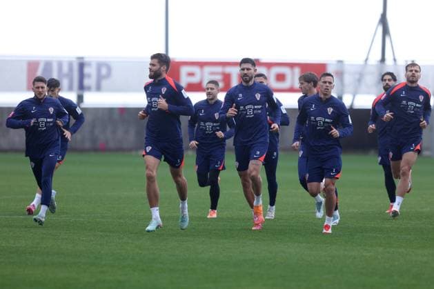 Training session of Croatia National football Team Players Marco Pasalic, Duje Caleta Car, Martin Erlic, Nikola Moro and Marin Pongracic during Croatia training session ahead FIFA World Cup, WM, Weltmeisterschaft, Fussball qualifier match between Croatia and Montenegro at HNK Rijeka Stadium on November 16, 2025 in Rijeka, Croatia. Croatia will play against Montenegro on November 17.  NelxPavletic PIXSELL