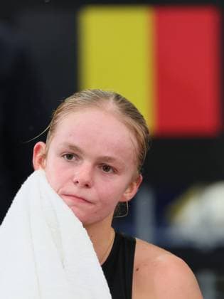 Belgian Jeline Vandromme pictured during the first game between Belgian Vandromme and German Friedsam in the Billie Jean King Cup Play-offs, between Belgium and Germany, on Sunday 16 November 2025 in Ismaning, Germany. PHOTO BENOITxDOPPAGNE  x141962003x