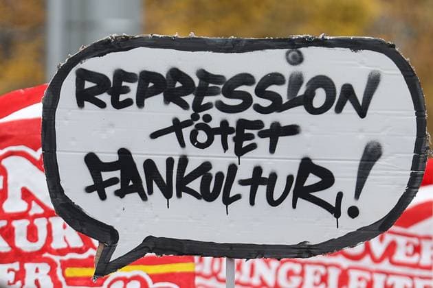 Fandemo on 16 11 2025 in Leipzig Football is safe Yes to fan culture Demo Repression kills fan culture Poster MH
