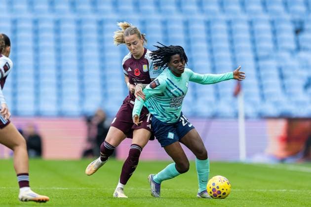 Aston Villa Women v London City Lionnesses Women s Super League 16 11 2025. London City Lionesses defender Rofiat Imuran (25) battles for possession during the Women s Super League match between Aston Villa Women and London City Lionnesses at Villa Park, Birmingham, England on 16 November 2025. Editorial use only DataCo restrictions apply See www.football-dataco.com , Copyright: xManjitxNarotrax PSI-23214-0022