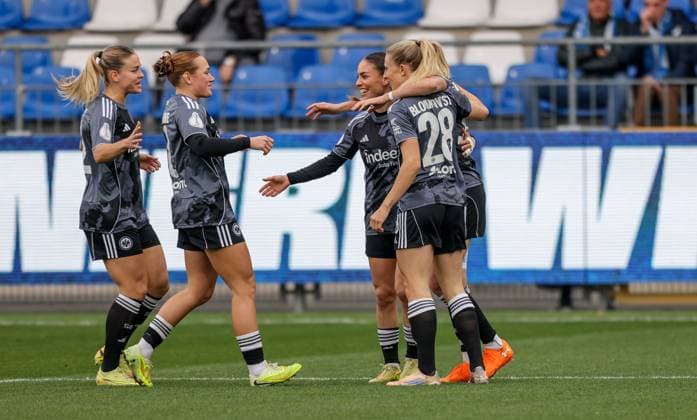 DEU, Wolfsburg, TSG Hoffenheim vs Eintracht Frankfurt, DFB Pokal der Frauen, DFB, Saison 2526, Dietmar Hopp Stadion, Achtelfinale im Bild Laura Freigang Eintracht Frankfurt 10 erzielt das Tor zum 1 0, Jubel und Freude DFB DFL REGULATIONS PROHIBIT ANY USE OF PHOTOGRAPHS AS IMAGE SEQUENCES AND OR QUASI VIDEO, 16 11 2025 Copyright: HMBxMedia HendrikxHamelau