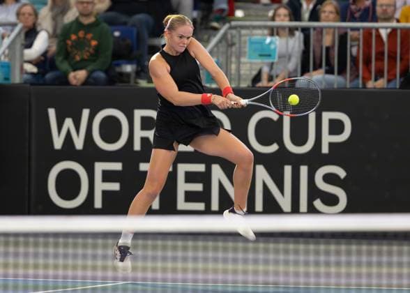 Billie Jean King Cup 2025 Play Offs, TC Ismaning, Munich, Germany, Team Belgium, Jeline Vandromme BEL Tennis Billie Jean King Cup 2025 ITF Billie Jean King Cup TC Ismaning Ismaning Bavaria Germany November 16, 2025 Copyright: xJuergenxHasenkopfx