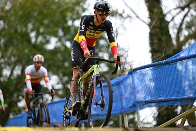 Belgian Thibau Nys pictured in action during the men elite race of the Flandriencross cyclocross cycling event, stage 3 8 in the X20 Badkamers Trofee competition, Sunday 16 November 2025 in Hamme. DAVIDxPINTENS  x141977636x