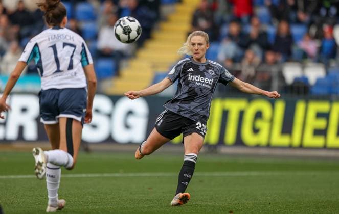 DEU, Wolfsburg, TSG Hoffenheim vs Eintracht Frankfurt, DFB Pokal der Frauen, DFB, Saison 2526, Dietmar Hopp Stadion, Achtelfinale im Bild Rebecka Blomqvist Eintracht Frankfurt 28 erzielt das Tor zum 2 2 DFB DFL REGULATIONS PROHIBIT ANY USE OF PHOTOGRAPHS AS IMAGE SEQUENCES AND OR QUASI VIDEO, 16 11 2025 Copyright: HMBxMedia HendrikxHamelau