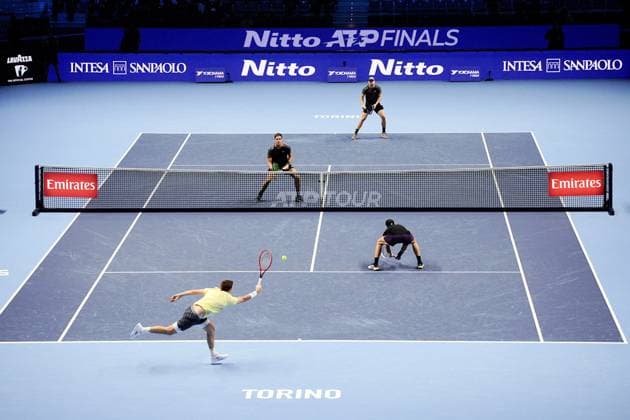 Great Britain s Joe Salisbury and Neal Skupski during their doubles final tennis match of the ATP, Tennis Herren World Tour Finals against Great Britain s Henry Patten and Finland™s Harri Heliovaara at the Inalpi Arenain Turin, Italy - Sunday, Nov. 16, 2025. - .  Copyright: xMarcoxAlpozzi LaPressex