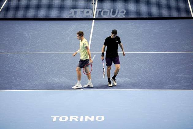 Great Britain s Joe Salisbury and Neal Skupski during their doubles final tennis match of the ATP, Tennis Herren World Tour Finals against Great Britain s Henry Patten and Finland™s Harri Heliovaara at the Inalpi Arenain Turin, Italy - Sunday, Nov. 16, 2025. - .  Copyright: xMarcoxAlpozzi LaPressex