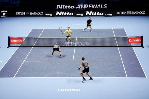 Great Britain s Joe Salisbury and Neal Skupski during their doubles final tennis match of the ATP, Tennis Herren World Tour Finals against Great Britain s Henry Patten and Finland™s Harri Heliovaara at the Inalpi Arenain Turin, Italy - Sunday, Nov. 16, 2025. - .  Copyright: xMarcoxAlpozzi LaPressex