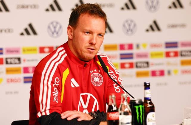 Germany Slovakia press conference Leipzig, 16 11 2025, Matchday 1, Red Bull Arena, Press conference for the World Cup qualification BR Germany vs Slovakia on 17 11 2025 , In the picture DFB national coach Julian Nagelsmann Germany , Picture Point