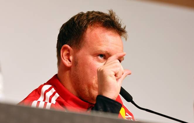 Germany Slovakia press conference Leipzig, 16 11 2025, Matchday 1, Red Bull Arena, Press conference for the World Cup qualification BR Germany vs Slovakia on 17 11 2025 , In the picture DFB national coach Julian Nagelsmann Germany , Picture Point