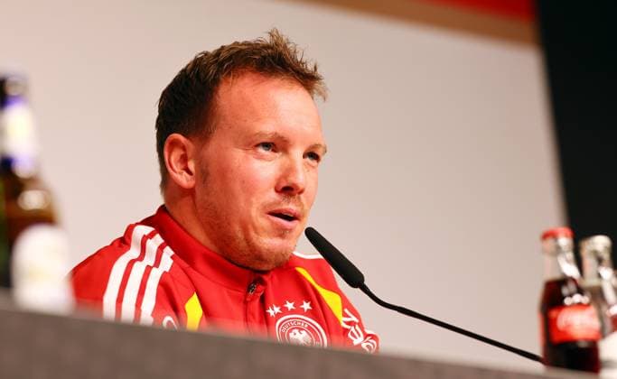 Germany Slovakia press conference Leipzig, 16 11 2025, Matchday 1, Red Bull Arena, Press conference for the World Cup qualification BR Germany vs Slovakia on 17 11 2025 , In the picture DFB national coach Julian Nagelsmann Germany , Picture Point