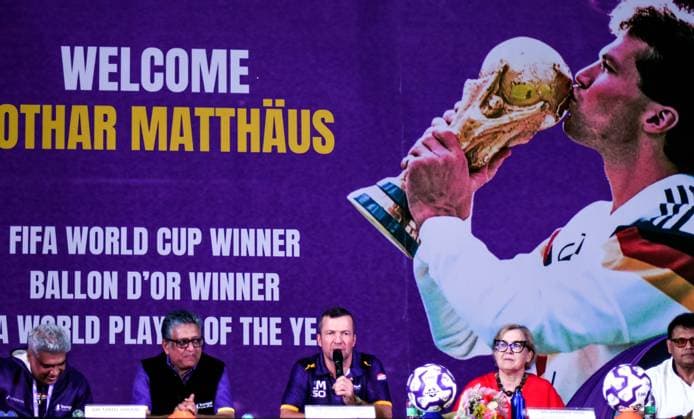 Lothar Matthäus attends a media conference on Bengal Super League in Kolkata Kolkata, Nov 16 (ANI): FIFA World Cup, WM, Weltmeisterschaft, Fussball winner and Ballon d Or recipient Lothar Matthäus during a media conference on the Bengal Super League football tournament, in Kolkata on Sunday. kolkata West Bengal India Copyright: xANIx ANI_20251116164