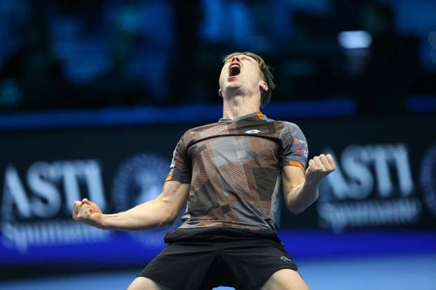 November 16, 2025, Turin, Piedmont, Italy: HENRY PATTEN of Great Britain and HARRI HELIOVAARA of Finland celebrate winning the Men s Doubles Final against Joe Salisbury and Neal Skupski of Great Britain in the Nitto ATP, Tennis Herren Tennis Finals in Turin, Italy. Turin Italy - ZUMAc179 20251116_zep_c179_044 Copyright: xMickaelxChavetx