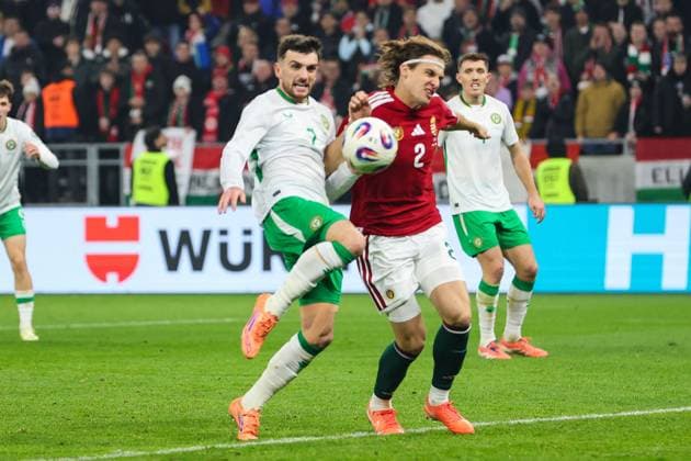 2026 FIFA World Cup, WM, Weltmeisterschaft, Fussball Qualifier Group F, Puskas ArÃ Troy Parrott scores his sides second goal of the match 16 11 2025  Copyright: x INPHO RyanxByrnex RB2_5386