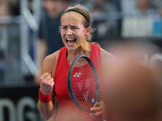 Belgian Hanne Vandewinkel reacts during a tennis match against German Seidel, the second match of the meeting between Belgium and Germany in the Billie Jean King Cup Play-offs, on Sunday 16 November 2025 in Ismaning, Germany. PHOTO BENOITxDOPPAGNE  x141998729x
