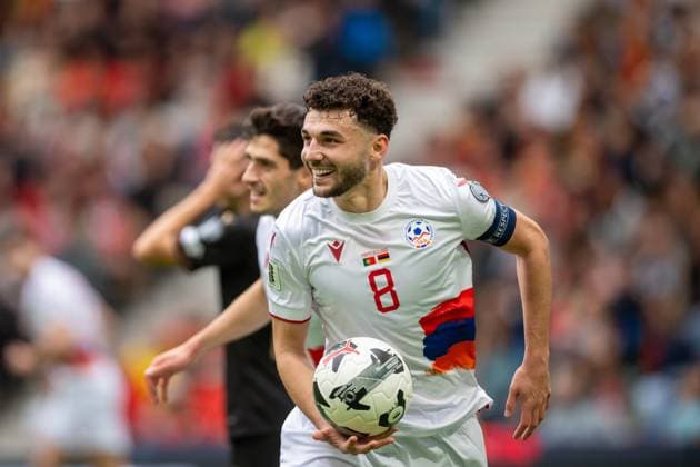 Portugal v Armenia - FIFA World Cup, WM, Weltmeisterschaft, Fussball 2026 Qualifier Eduard Spertsyan from Armenia celebrates his goal during the European World Cup Qualifiers 2026 football match between Portugal and Armenia at Estadio do Dragao in Porto, Portugal, on November 16, 2025. Porto Porto Portugal  Copyright: xMiguelxLemosx originalFilename:lemos-european251116_np6G0.jpg