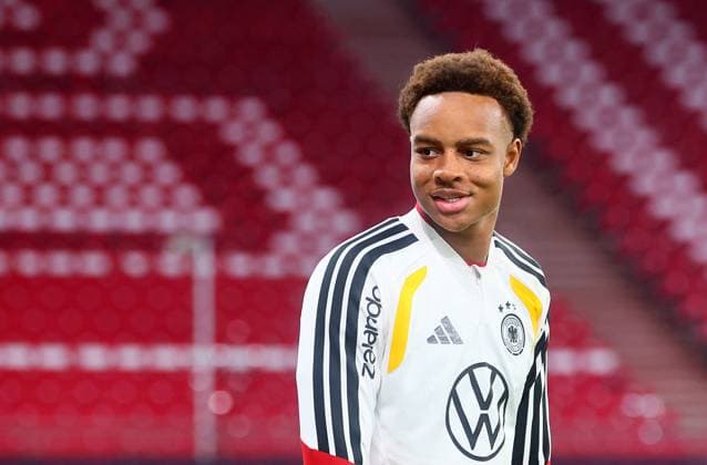 Germany Slovakia Training Leipzig, 16 11 2025, Matchday 1, Red Bull Arena, Final training, before the World Cup Qualifier BR Germany vs Slovakia on 17 11 2025 , In the picture Assan Ouedraogo 9, DEU , Picture Point