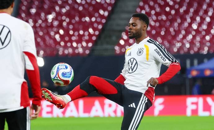 Germany Slovakia Training Leipzig, 16 11 2025, Matchday 1, Red Bull Arena, Final training, before the World Cup Qualifier BR Germany vs Slovakia on 17 11 2025 , In the picture Ridle Baku 23, DEU , Picture Point