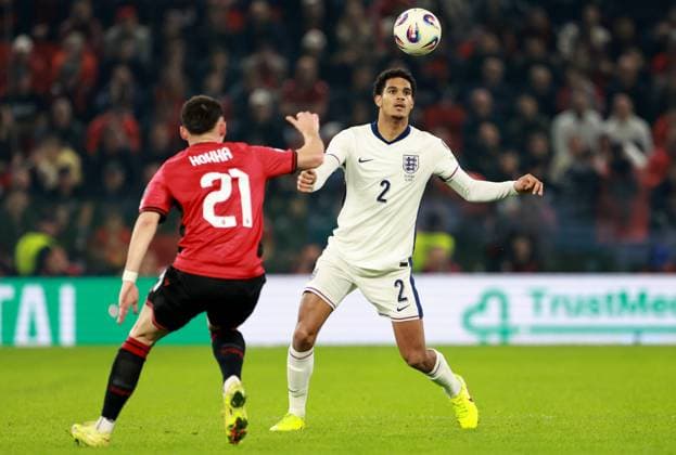 Jarell Quansah of England. Albania v England, FIFA 2026 World Cup Qualifying, Group K, Football, Arena Kombetare, Tirana, Albania - 16 Nov 2025Tirana Arena Kombetare Albania EDITORIAL USE ONLY No use with unauthorised audio, video, data, fixture lists, club league logos or live services. Online in-match use limited to 120 images, no video emulation. No use in betting, games or single club league player publications. Copyright: xNikolaxKrstic Shutterstockx 15786244s