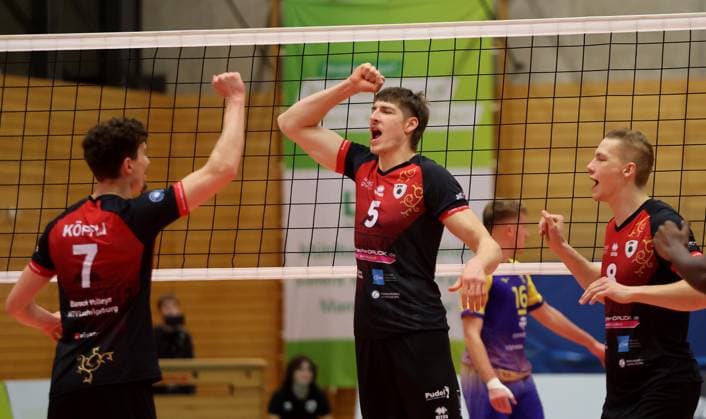 Ludwigsburg , Volleyball Bundesliga , Barock Volleys MTV Ludwigsburg vs cerebricks VOLLEY GOATS Mitteldeutschland , Jubel Ludwigsburg , center Jan Huber