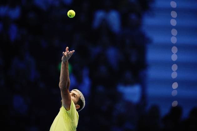 Spain s Carlos Alcaraz reacts during the singles final tennis match of the ATP, Tennis Herren World Tour Finals against Italy s Jannik Sinner at the Inalpi Arena in Turin, Italy - Sunday, Nov. 16, 2025. - Tennis  Copyright: xMarcoxAlpozzi LaPressex