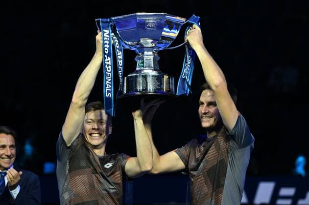Foto IPP Massimo Rana Torino 16-11-2025 Tennis ATP, Tennis Herren Finals 2025 nella foto harry heliovaara e henry patten vincono il doppio Italy Photo Press - World Copyright italy ITALY  Copyright: xR4924_italyphotopressx