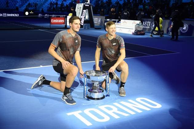 Foto IPP Massimo Rana Torino 16-11-2025 Tennis ATP, Tennis Herren Finals 2025 nella foto harry heliovaara e henry patten vincono il doppio Italy Photo Press - World Copyright italy ITALY  Copyright: xR4924_italyphotopressx