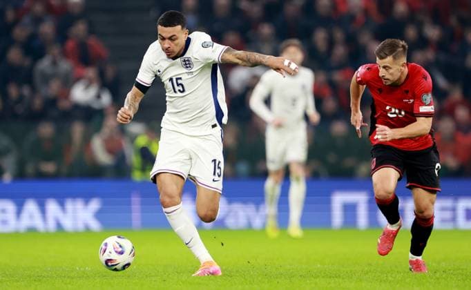 Morgan Rogers of England. Albania v England, FIFA 2026 World Cup Qualifying, Group K, Football, Arena Kombetare, Tirana, Albania - 16 Nov 2025Tirana Arena Kombetare Albania EDITORIAL USE ONLY No use with unauthorised audio, video, data, fixture lists, club league logos or live services. Online in-match use limited to 120 images, no video emulation. No use in betting, games or single club league player publications. Copyright: xNikolaxKrstic Shutterstockx 15786244df