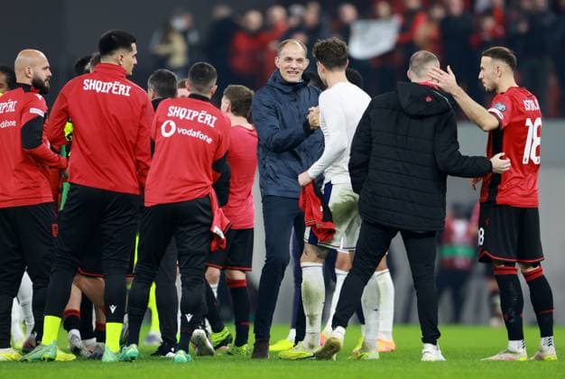England Manager Thomas Tuchel at full time. Albania v England, FIFA 2026 World Cup Qualifying, Group K, Football, Arena Kombetare, Tirana, Albania - 16 Nov 2025Tirana Arena Kombetare Albania EDITORIAL USE ONLY No use with unauthorised audio, video, data, fixture lists, club league logos or live services. Online in-match use limited to 120 images, no video emulation. No use in betting, games or single club league player publications. Copyright: xNikolaxKrstic Shutterstockx 15786244dy