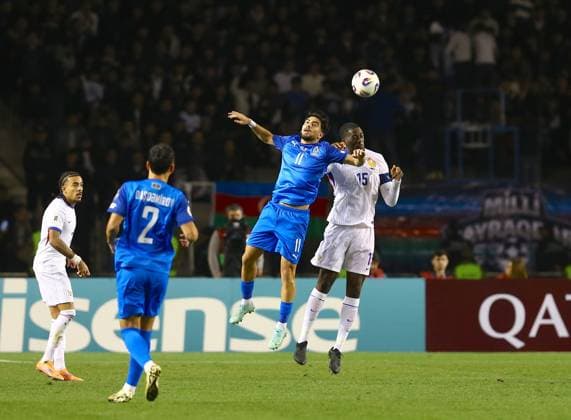 Azerbaijan v France - FIFA World Cup, WM, Weltmeisterschaft, Fussball European Qualifiers BAKU, AZERBAIJAN - NOVEMBER 16: Xeyal Aliyev of Azerbaijan in action against Ibrahima Konate of France during the 2026 FIFA World Cup European Qualifiers match between Azerbaijan and France on November 16, 2025 in Baku, Azerbaijan. Resul Rehimov Anadolu Baku Azerbaijan. Editorial use only. Please get in touch for any other usage.  Copyright: x2025xAnadoluxResulxRehimovx