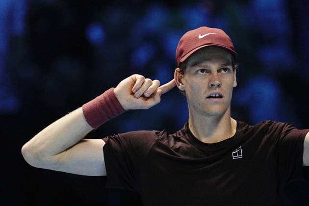 Italy s Jannik Sinner reacts during the singles final tennis match of the ATP, Tennis Herren World Tour Finals against Spain s Carlos Alcaraz at the Inalpi Arena in Turin, Italy - Sunday, Nov. 16, 2025. - Tennis  Copyright: xMarcoxAlpozzi LaPressex