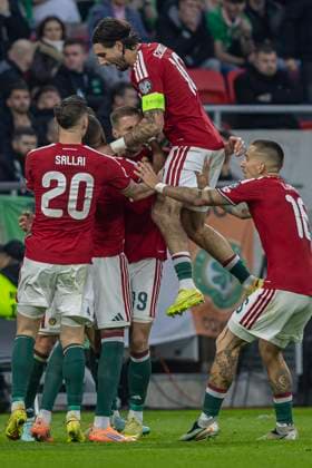 Hungary v Republic of Ireland - FIFA World Cup, WM, Weltmeisterschaft, Fussball 2026 Qualifier Team Hungary celebrates Barnabas Varga s second goal during the FIFA 2026 World Cup Qualifiers match at Puskas Arena in Budapest, Hungary, on November 16, 2025. Budapest Hungary  Copyright: xRobertxSzaniszlox originalFilename:szaniszlo-notitle251116_npKCP.jpg
