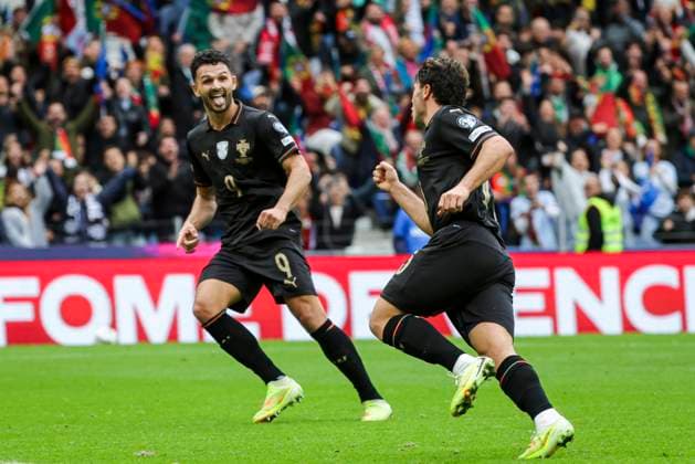 November 16, 2025, Porto, Portugal: Joao Neves celebrates a goal during the FIFA World Cup, WM, Weltmeisterschaft, Fussball 2026 Qualifier match between Portugal and Armenia at Estadio do Dragao. Final score Portugal 9 : 1 Armenia Porto Portugal - ZUMAs197 20251116_aaa_s197_169 Copyright: xRitaxFrancax