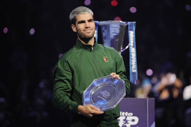 Spain s Carlos Alcaraz after the singles final tennis match of the ATP, Tennis Herren World Tour Finals against Italy s Jannik Sinner at the Inalpi Arena in Turin, Italy - Sunday, Nov. 16, 2025. - Tennis  Copyright: xMarcoxAlpozzi LaPressex