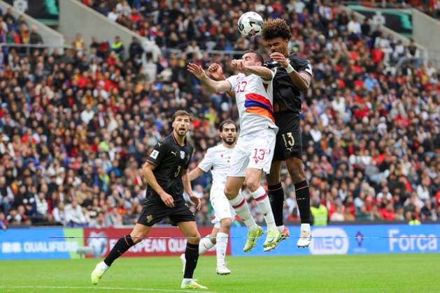 November 16, 2025, Porto, Portugal: Renato Veiga Portugal and Kamo Hovhannisyan of Armenia seen in action during the FIFA World Cup, WM, Weltmeisterschaft, Fussball 2026 Qualifier match between Portugal and Armenia at Estadio do Dragao. Final score Portugal 9 : 1 Armenia Porto Portugal - ZUMAs197 20251116_aaa_s197_182 Copyright: xRitaxFrancax