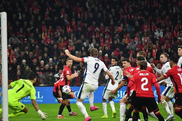 Albania v England - FIFA World Cup, WM, Weltmeisterschaft, Fussball European Qualifiers TIRANA, ALBANIA — NOVEMBER 16: Harry kane (9) of England in action during the 2026 FIFA World Cup European Qualifiers match between Albania and England at the National Arena in Tirana, Albania on November 16, 2025. Olsi Shehu Anadolu Tirana Albania. Editorial use only. Please get in touch for any other usage.  Copyright: x2025xAnadoluxOlsixShehux