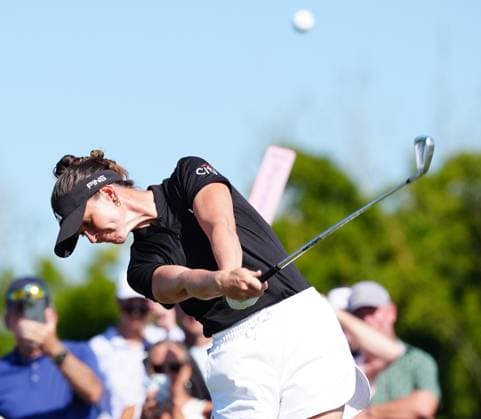 BELLEAIR, FL - NOVEMBER 16: LPGA, Golf Damen player Linn Grant plays her tee shot on the 3rd hole during the final round of The Annika driven by Gainbridge at Pelican on November 16, 2025, at the Pelican Golf Club in Belleair, Florida. (Photo by Brian Spurlock Icon Sportswire). GOLF: NOV 16 LPGA The ANNIKA EDITORIAL USE ONLY Icon25111699